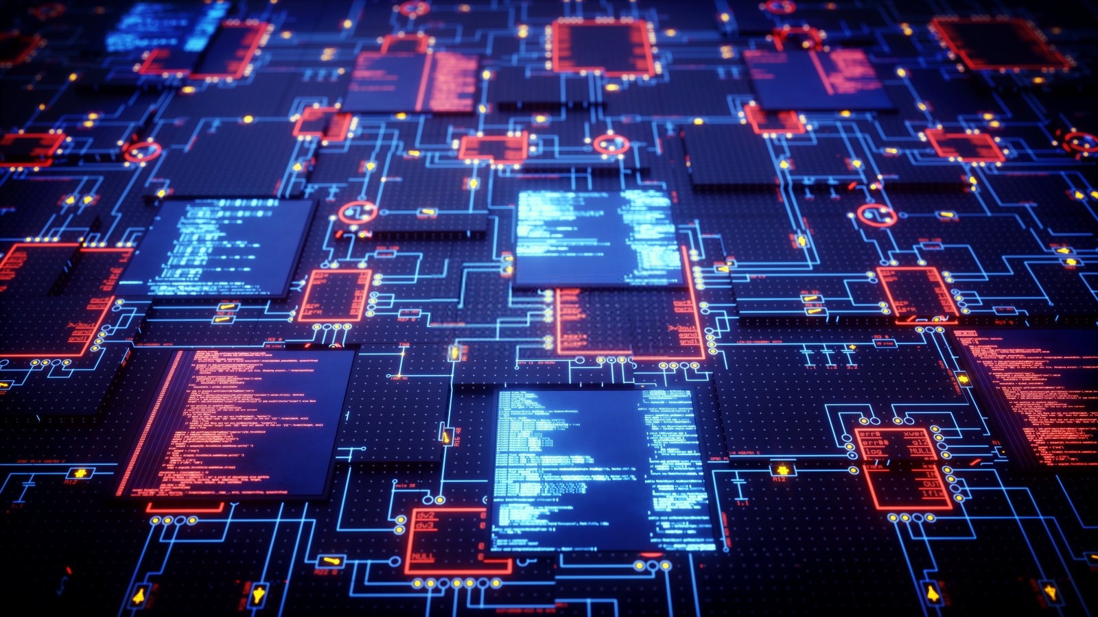A computer circuit-themed image representing my interests